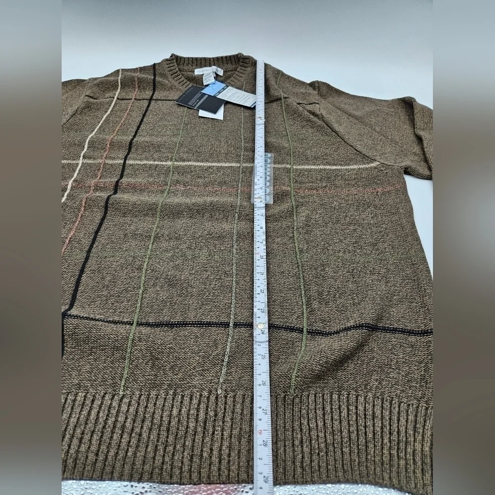 NWT Geoffrey Beene BROWN Stripe Pullover 100% Cotton Sweater Sz XXL